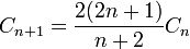 \quad C_{n+1}=\frac{2(2n+1)}{n+2}C_n 