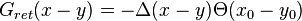 \, G_{ret}(x-y) = -\Delta(x-y) \Theta(x_0-y_0) 