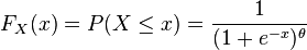  F_{X}(x) = P(X \leq x) = \frac{1}{(1 + e^{-x})^{\theta}}