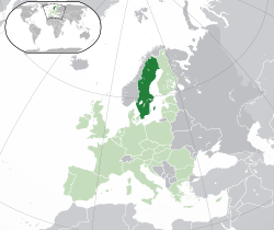  İsveç konumu  (koyu yeşil)– Avrupa'da  (yeşil & koyu gri)– Avrupa Birliğinde  (yeşil)