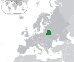  Beyaz Rusya konumu  (yeşil)Avrupa'da  (yeşil & koyu gri)