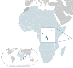  Seyşeller konumu  (koyu mavi)– Afrika bölgesinde  (açık mavi & koyu gri)– Afrika Birliği içerisinde  (açık mavi)