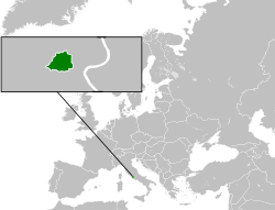  Vatikan konumu  (yeşil)Avrupa'da  (koyu gri)