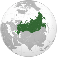 Rusya'nın dünya üzerindeki konumu (koyu yeşil)Tartışmalı de facto bölge (açık yeşil)