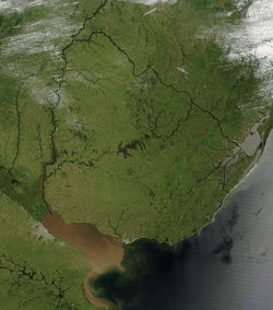Uruguay'ın uzaydan görüntüsü.