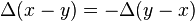 \,\Delta(x-y) = -\Delta(y-x)